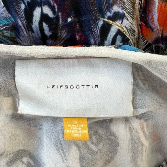 Anthropologie x Liefsdottir Floating Feathers Print Silk Dress, Blue/Cream, 0 - Picture 10 of 13